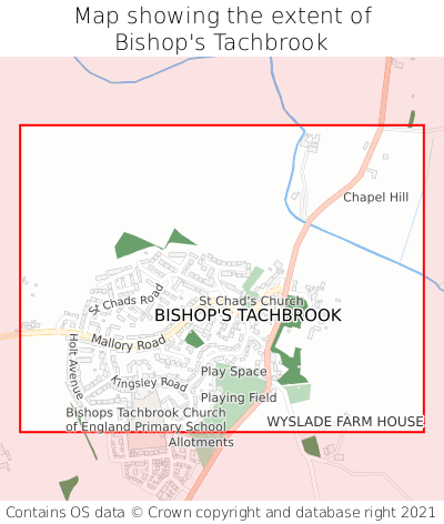 Map showing extent of Bishop's Tachbrook as bounding box