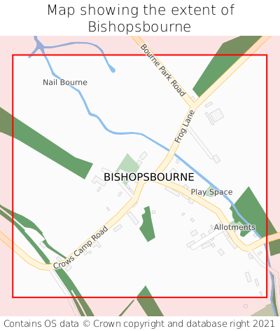 Map showing extent of Bishopsbourne as bounding box