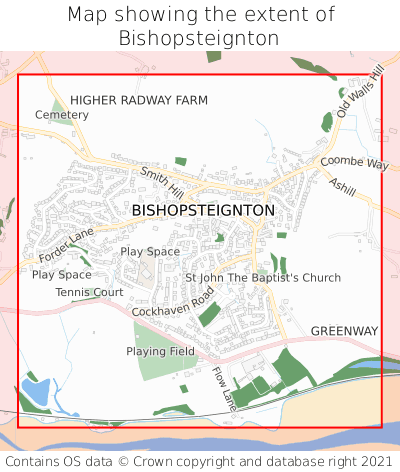 Map showing extent of Bishopsteignton as bounding box