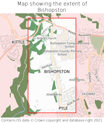 Map showing extent of Bishopston as bounding box