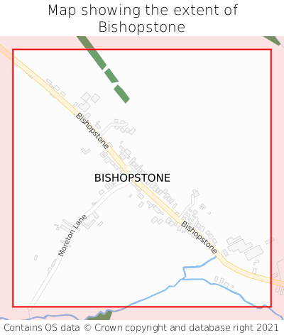 Map showing extent of Bishopstone as bounding box