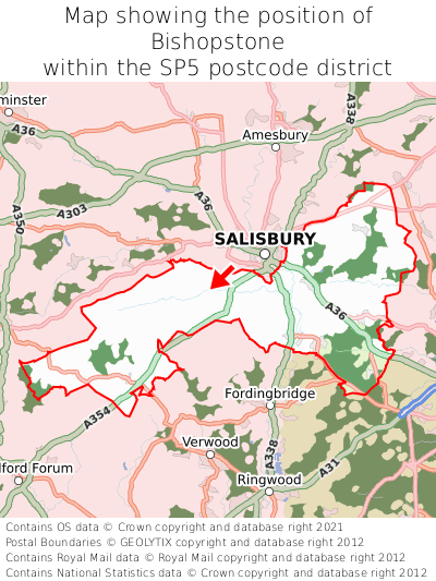 Map showing location of Bishopstone within SP5