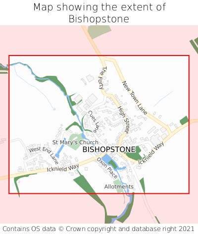 Map showing extent of Bishopstone as bounding box