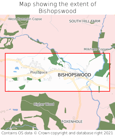 Map showing extent of Bishopswood as bounding box