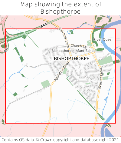 Map showing extent of Bishopthorpe as bounding box