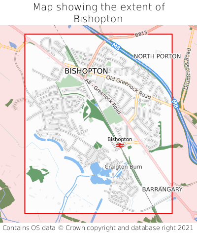 Map showing extent of Bishopton as bounding box