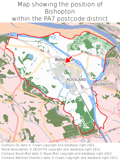 Map showing location of Bishopton within PA7