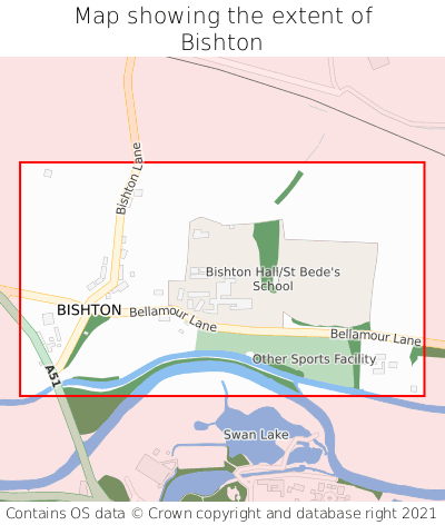 Map showing extent of Bishton as bounding box