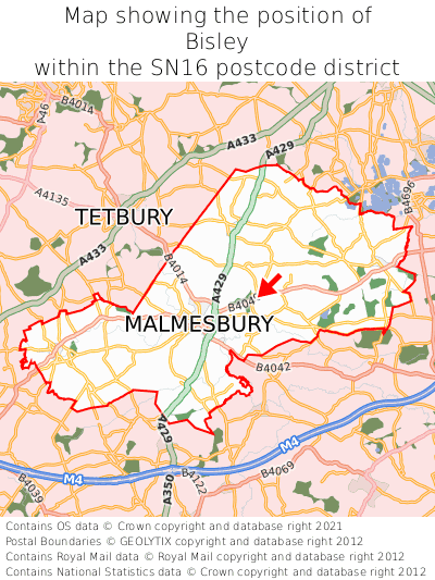 Map showing location of Bisley within SN16