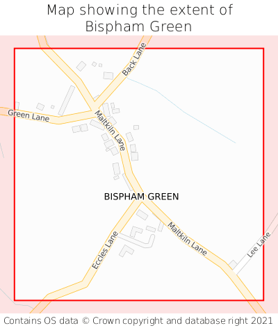 Map showing extent of Bispham Green as bounding box