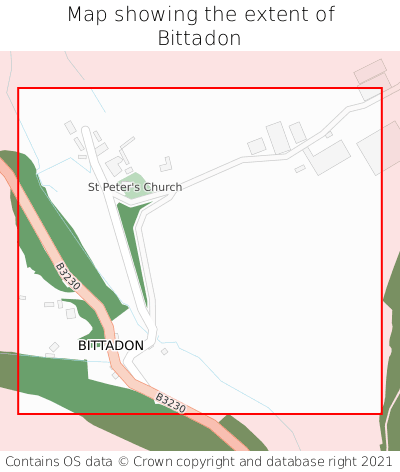 Map showing extent of Bittadon as bounding box