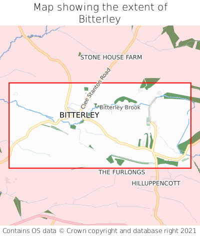 Map showing extent of Bitterley as bounding box