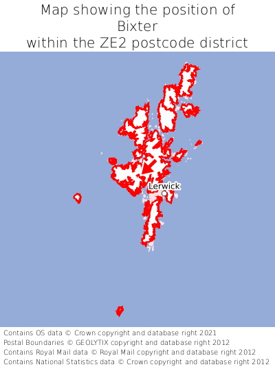 Map showing location of Bixter within ZE2
