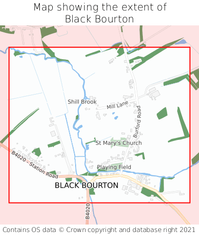 Map showing extent of Black Bourton as bounding box