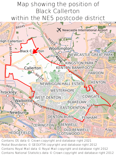 Map showing location of Black Callerton within NE5