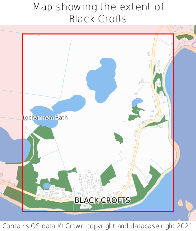 Map showing extent of Black Crofts as bounding box