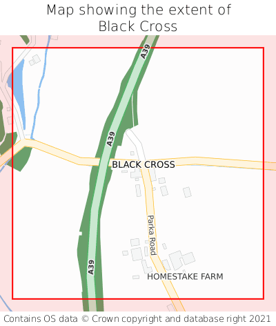 Map showing extent of Black Cross as bounding box