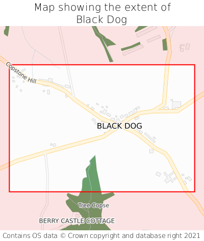 Map showing extent of Black Dog as bounding box