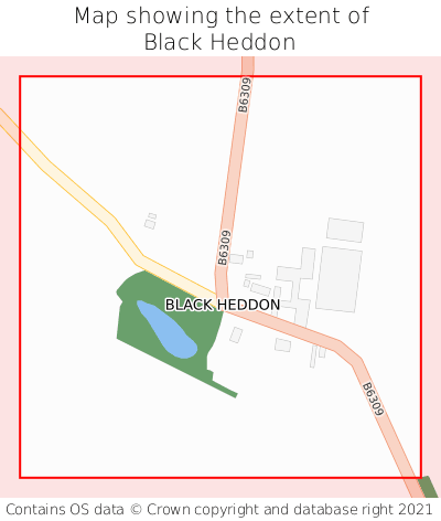 Map showing extent of Black Heddon as bounding box