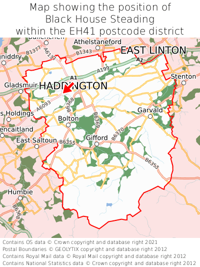 Map showing location of Black House Steading within EH41