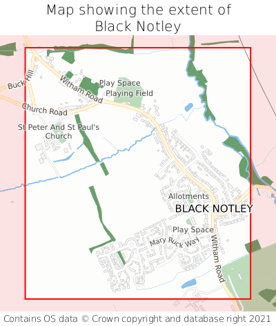 Map showing extent of Black Notley as bounding box