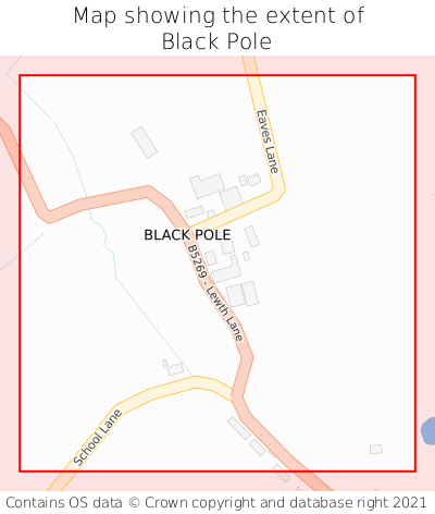 Map showing extent of Black Pole as bounding box