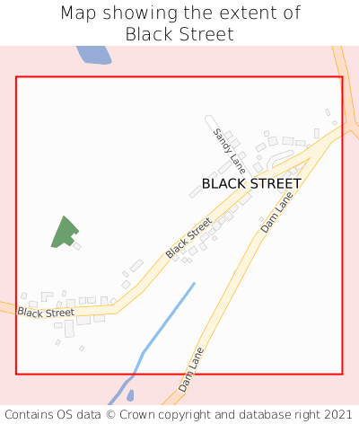 Map showing extent of Black Street as bounding box