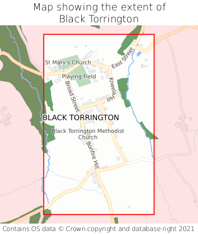 Map showing extent of Black Torrington as bounding box
