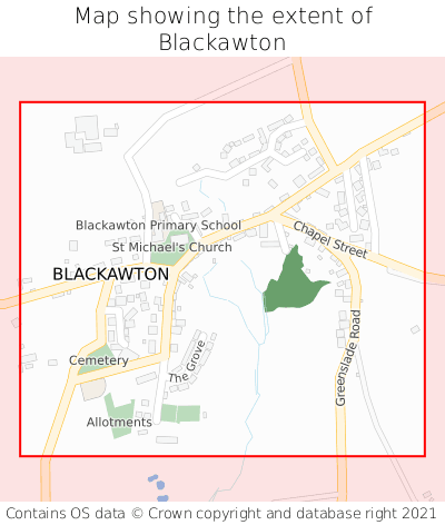 Map showing extent of Blackawton as bounding box