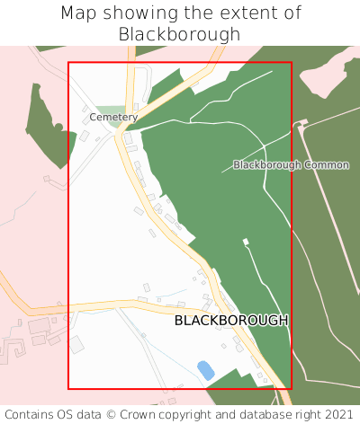 Map showing extent of Blackborough as bounding box