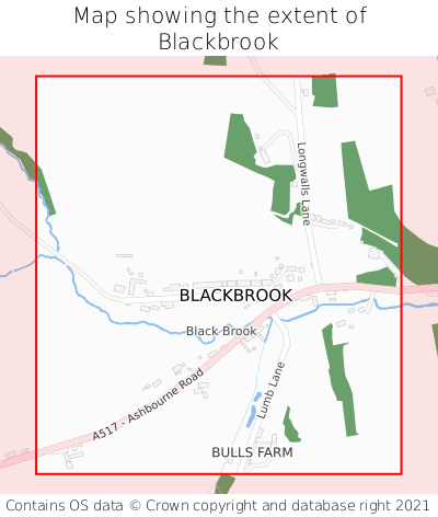 Map showing extent of Blackbrook as bounding box