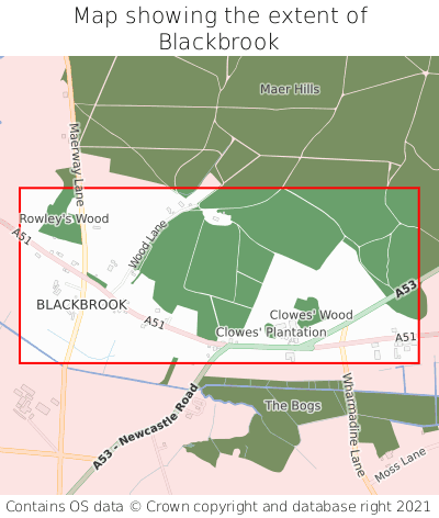 Map showing extent of Blackbrook as bounding box
