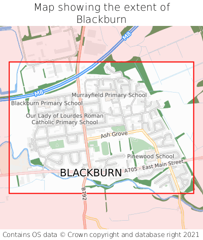 Map showing extent of Blackburn as bounding box