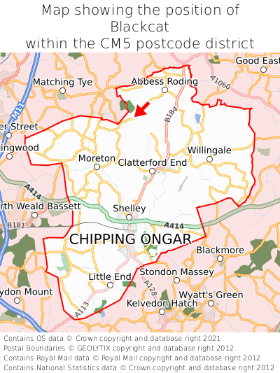 Map showing location of Blackcat within CM5