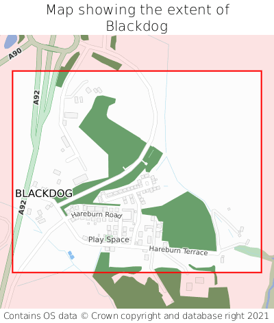 Map showing extent of Blackdog as bounding box