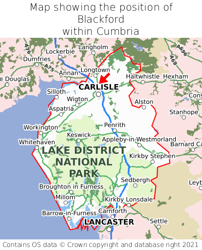 Map showing location of Blackford within Cumbria