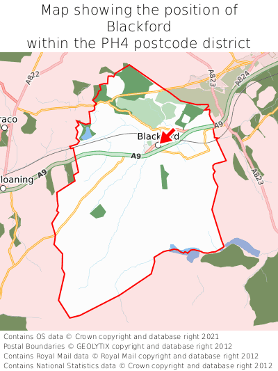 Map showing location of Blackford within PH4