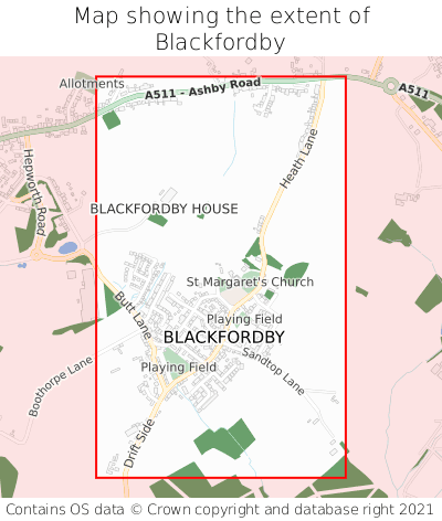 Map showing extent of Blackfordby as bounding box