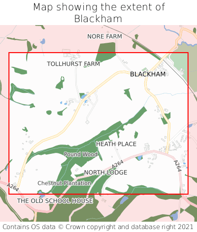 Map showing extent of Blackham as bounding box