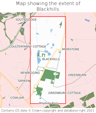Map showing extent of Blackhills as bounding box