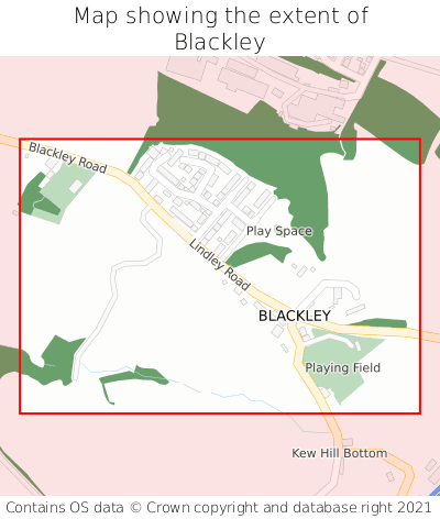 Map showing extent of Blackley as bounding box