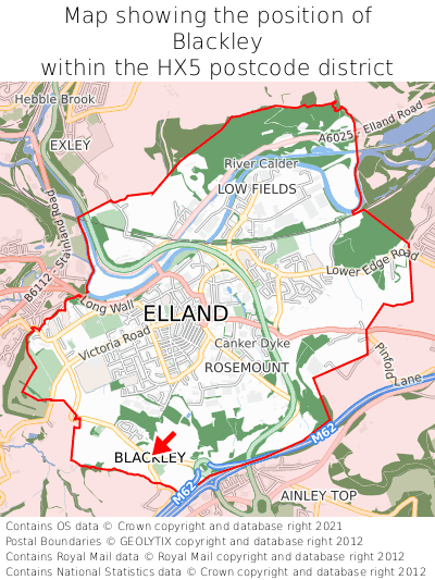 Map showing location of Blackley within HX5