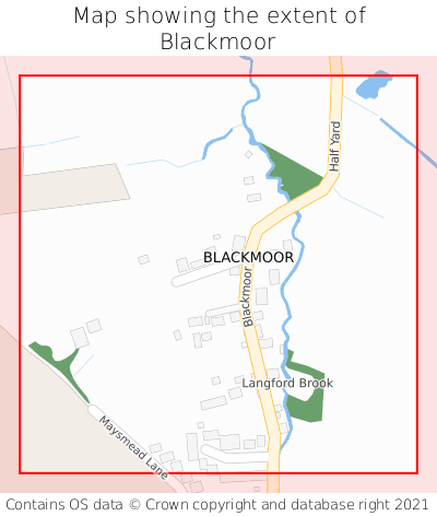 Map showing extent of Blackmoor as bounding box