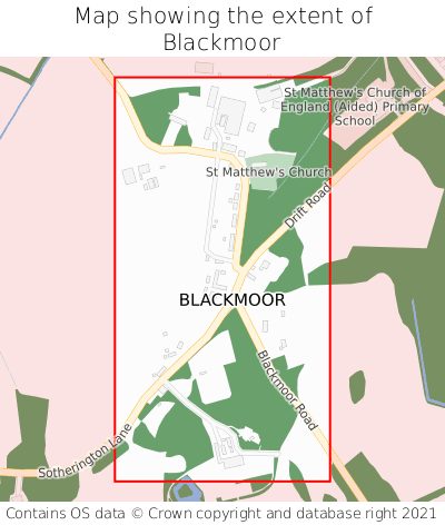 Map showing extent of Blackmoor as bounding box