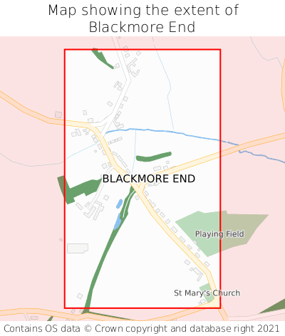 Map showing extent of Blackmore End as bounding box