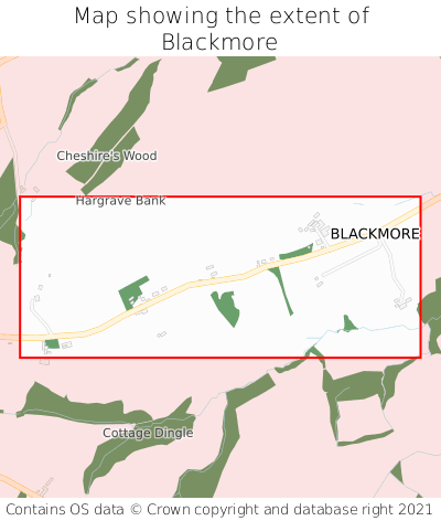 Map showing extent of Blackmore as bounding box