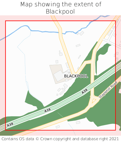 Map showing extent of Blackpool as bounding box