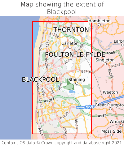 Map showing extent of Blackpool as bounding box