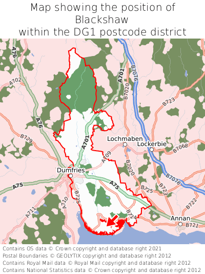 Map showing location of Blackshaw within DG1