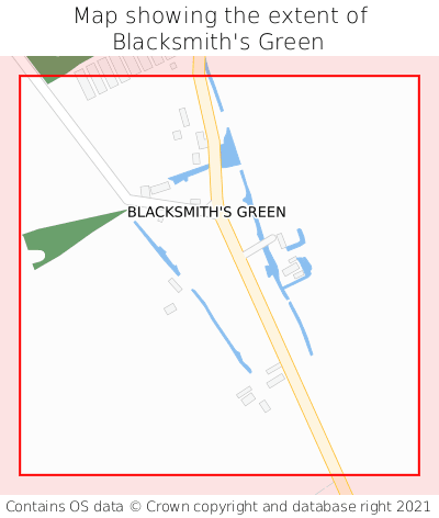 Map showing extent of Blacksmith's Green as bounding box